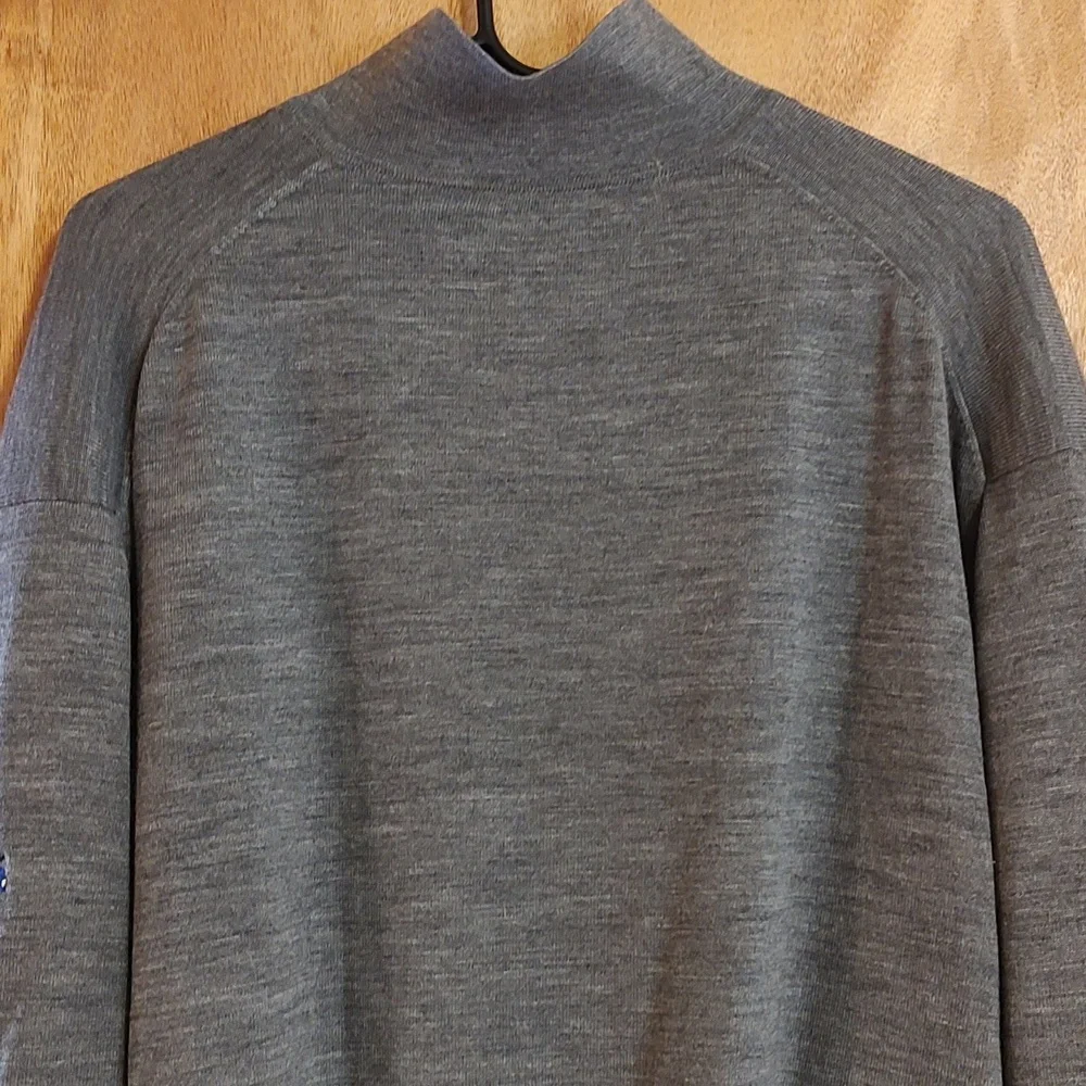 Fairway & Greene Mens 100% Wool Quarter Zip Windsweater Charcoal Heather Size M